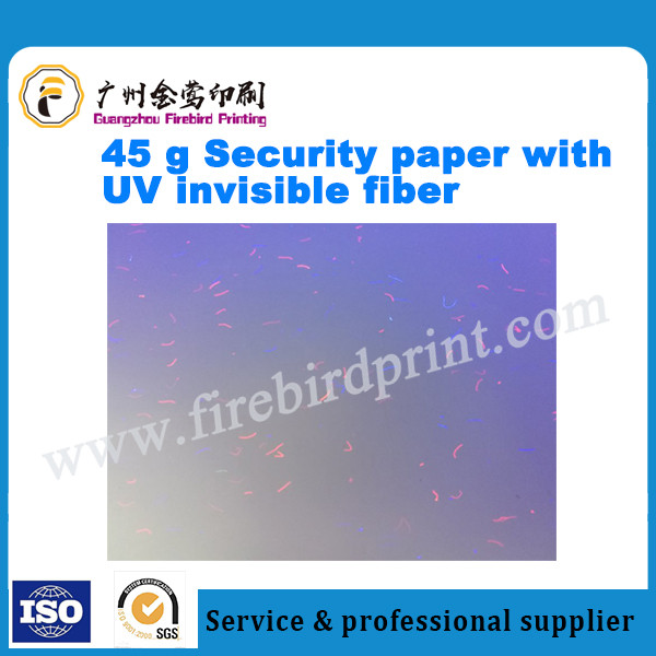 Security UV Fiber Paper for Finacial Use